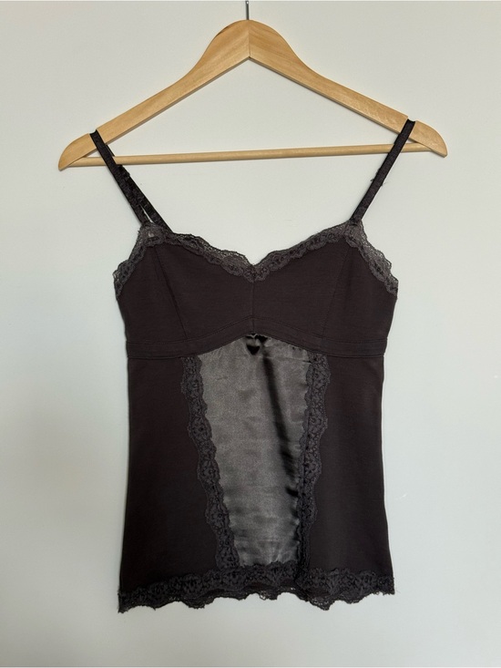 Vintage Other - Grey Satin & Lace Trim Cami